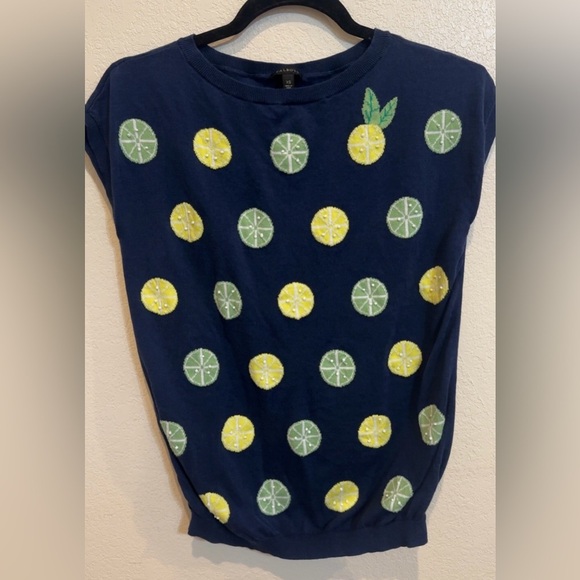 Talbots Lemon/Lime Navy Blue Vest - Picture 1 of 10